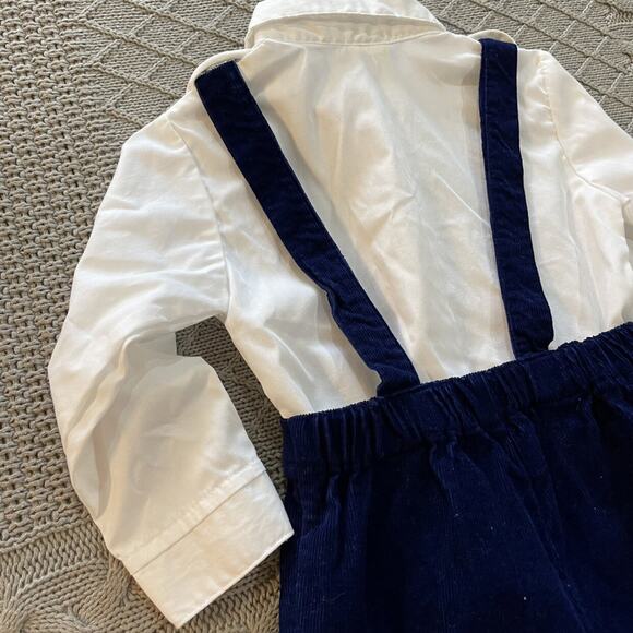 Vintage Blue Corduroy Dog Embroidered Shortalls ~ 2 - Picture 11 of 13